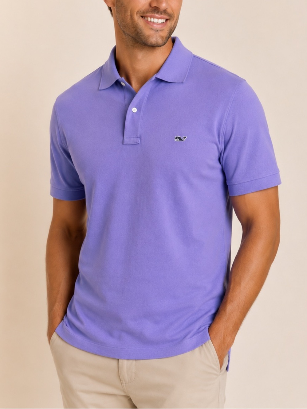 Vineyard Vines Polo Shirt XL Purple Cotton Whale Logo Classic Fit